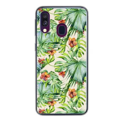 Produktbild von MuchoWow® Handyhülle Schutzhülle Hülle für Samsung Galaxy A40 Blume - Blatt - Muster Silikon Softcase Handy Hülle - Handy-Tasche