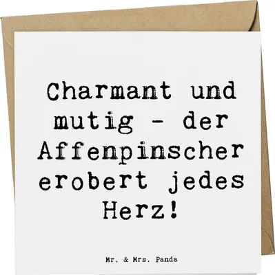 Produktbild von Mr. & Mrs. Panda Glückwunschkarte Spruch Affenpinscher Charmeur - Weiß - Geschenk, doppelkarte, faltkarte, anlasskarte, Grußkarte, Klappkarte, mutig, kleine Hunderassen