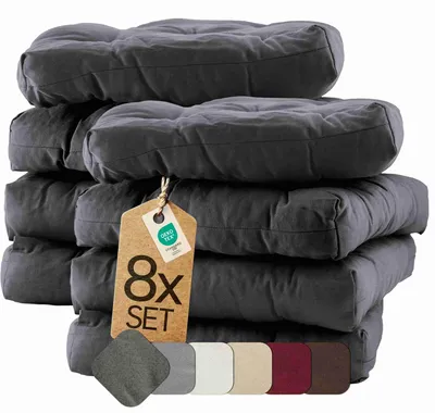 Produktbild von Sitzkissen Stuhlkissen Indoor & Outdoor 8er Set 42x42 cm - Anthrazit - etérea Heidi Stuhl Kissen Auflage