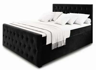 Produktbild von Masseno Boxspringbett FONDI 180x200 cm Komplett-Set mit Bonell Matratze und Topper, Polsterbett mit Bettkästen -Schwarz, CASABLANCA 16
