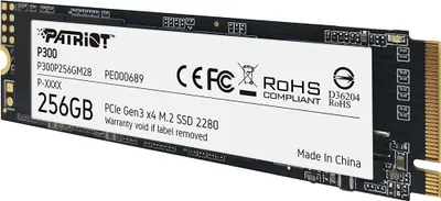 Produktbild von PATRIOT P300 256GB SSD / Intern / M.2 PCIe Gen3 x4 NVMe 1.3 / 2280