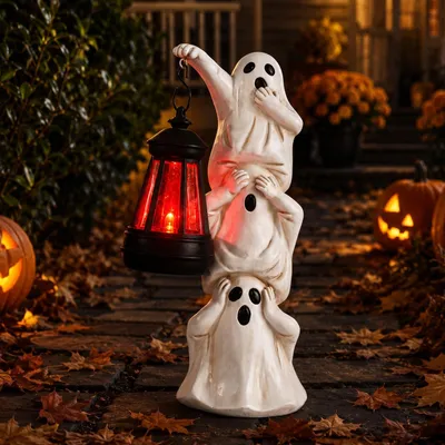 3 gestapelte Geister Solar-LED Halloween-Deko