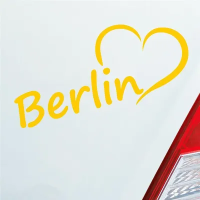 Produktbild von Auto Aufkleber Berlin Herz Stadt City Love Liebe Heart 17,5x8 cm Gelb Sticker Heckscheibenaufkleber
