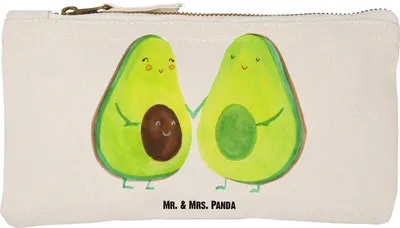 Produktbild von Mr. & Mrs. Panda Täschchen Avocado Pärchen Größe S Klein - Weiß - Geschenk, Federmappe, Avocados, Gesund, Pouch, kosmetiktäschchen, Etui, Liebe, Geburt, Babyparty