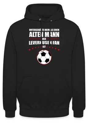 Produktbild von Spreadshirt Alter Mann Leverkusen Fußball Fan Uni Hoodie, M, Schwarz