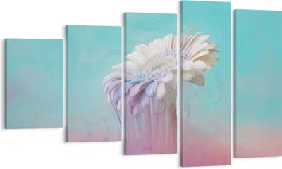 Produktbild von Bild auf Leinwand - Leinwandbild - 5 Teile - Modern Grafik Blume - 100x60cm - Wand Bild - Wanddeko - Wandbilder - Leinwanddruck - Bilder - Wanddekoration - Leinwand bilder - Wandbild - EG100x60-4534