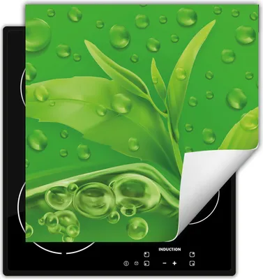 Produktbild von DarHaus Herdabdeckplatte 50x52 cm Anti Rutsch Matte Aufrollbar, grüne - Blume