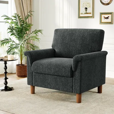 Productafbeelding van Dyonery Moderne fauteuil voor de woonkamer, chenille fauteuil met bekleding, gestoffeerd