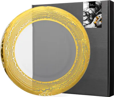 Zdjęcie produktu dla Eisch Vorteilset 2 Stück Tortenplatte 301/31 gold im Geschenkkarton GOLDLEAF 77530131 und Geschenk + Spende