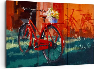 Produktbild von Bild auf Leinwand - Leinwandbild - Fahrrad Blumen - 165x110cm - Wand Bild - Wanddeko - Wandbilder - Leinwanddruck - Bilder - Kunstdruck - Wanddekoration - Leinwand bilder - Wandkunst - CE165x110-3712