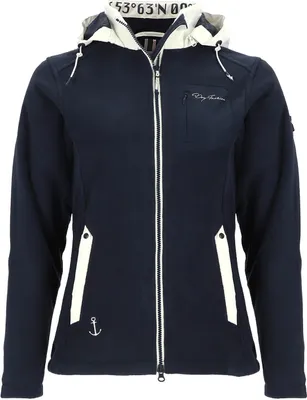 Produktbild von Dry Fashion Damen Fleecejacke Riga mit Windstopp - Wärmende Jacke mit abnehmbarer Kapuze in Navy Größe 36