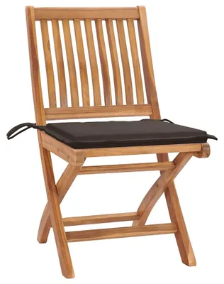 Productafbeelding van vidaXL Klapstoelen met kussens, 6-delig, massief teak hout