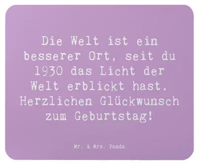 Produktbild von Mr. & Mrs. Panda Mousepad Spruch 1930 Geburtstag - Lavendeltraum - Geschenk, mauspad pc, mausteppich, besondere Person, Glückwunsch, Dankbarkeit, Nostalgie, mousematte