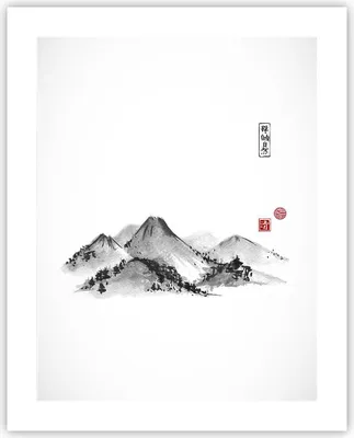 Produktbild von Poster - Poster ohne Rahmen - Zeichnen Asien Berge - 40x50 cm - Wand Bild - Wanddeko - Wandbilder - Kunstposter - Wandposter - Bilder - Kunstdruck - Wanddekoration - Wandbild - P2XPA40x50-4273