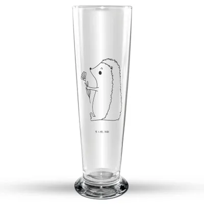 Produktbild von Mr. & Mrs. Panda Bierglas Igel Blumen - Transparent - Geschenk, Genesungswünsche, Mr Mrs Weizenglas, Weizen Glas, Gute Besserung, Weizenbier, Krankheit, Besuch, Bier