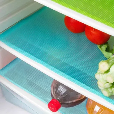 Produktbild von ALSTER HERZ® 4 Stück Antibakterielle Kühlschrankmatten, H0128 Blau