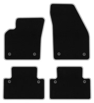 Image de Tapis de sol en moquette pour Volvo V50 2004-2012 (break) – jeu de 4 pièces, noir/argent, sur mesure – Wielganizator CARLUX