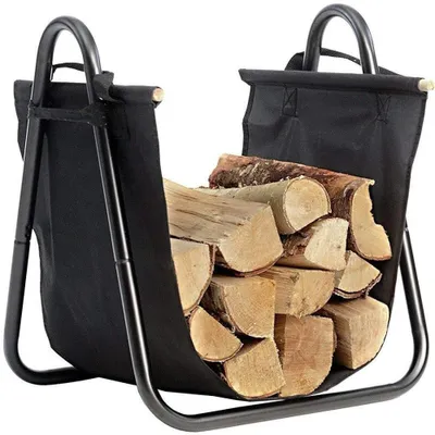 Imagen del producto de Soporte de madera con estructura de acero para chimenea