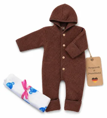 Produktbild von Engel Baby-Overall mit Kapuze, Holzknöpfen und Umschlag TOP
