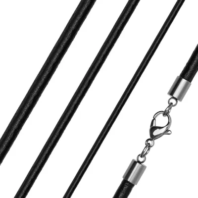 Produktbild von Lederkette Halskette Lederband Kette Echtleder Rindsleder Karabiner Edelstahl Kette für Anhänger schwarz 4 mm 50 cm