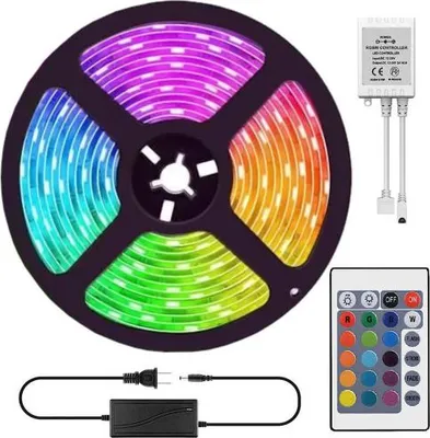 Obrázek produktu pro LED pásek SMD 5050 RGB 5M IP65 + napájecí zdroj + dálkové ovládání 24 pinů