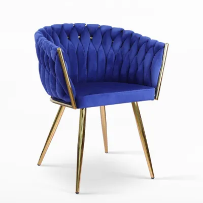 Produktbild von Design-Sessel aus Samt mit goldenen Beinen und Armlehnen Versailles - Blau