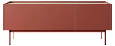 Image de Meuble TV bas Color RTV-144, commode 144 x 37 x 55 cm, sans poignées, rouge céramique, chêne Linea