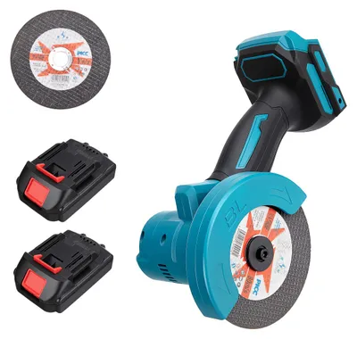 Obrázek produktu pro Úhlová bruska Drillpro 18 V, 4 palce, 300 W, 5500 ot./min., kompaktní, akumulátorová, řezačka na kov a nářadí pro kutily, se 2 akumulátory
