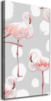 Imagen del producto de Tulup Lienzo® - 70x140 cm - Obra de arte para pared - Impresiones sobre lienzo - Impresión en lienzo - Decoración de pared para salón de gran tamaño - Decoración para el hogar, impresiones artísticas - Animales - Rosa - Flamencos y lunares