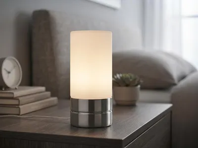 Produktbild von Kleine Tischlampe Touch dimmbar, Nachttischlampe mit Zylinder Glasschirm H: 20cm