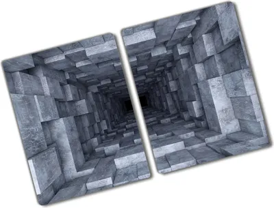 Produktbild von Tulup Glas Herdabdeckplatte - 2x40x52 cm - Glaskeramikkochfeld-Abdeckung Spritzschutz Glasabdeckplatte Kochplattenabdeckung und Schneidebrett - Zweiteilig - Kunst: modern & klassisch - Tunnel - Grau