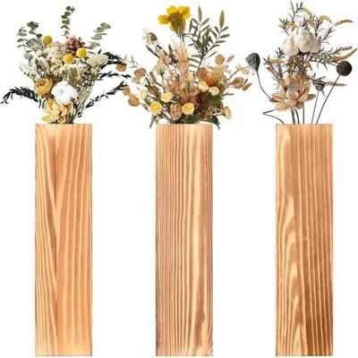 Produktbild von Holz-Wandvase 30x7,1x4cm für Trockenblumen