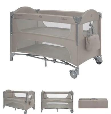 Produktbild von Kikkaboo Reisebett Milky Way, 2 Ebenen, seitliche Öffnung, 2 Räder, Netzfenster