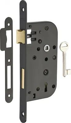 Image de Serrure encastrable pêne dormant pour porte de chambre, axe 50mm, bouts ronds, noir - THIRARD