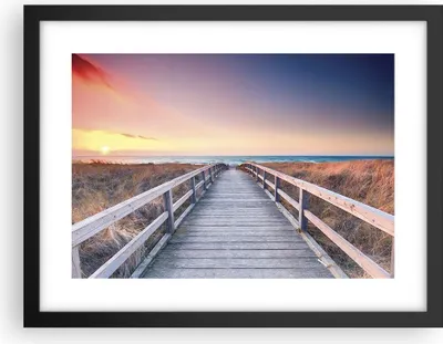 Produktbild von Gerahmtes Poster - Schwarzer Rahmen - Weg Meer Brücke - 40x30 cm - Wand Bild - Wanddeko - Wandbilder - Kunstposter - Wandposter - Bilderrahmen - Bilder - Kunstdruck - Wanddekoration - P2BAA40x30-4948