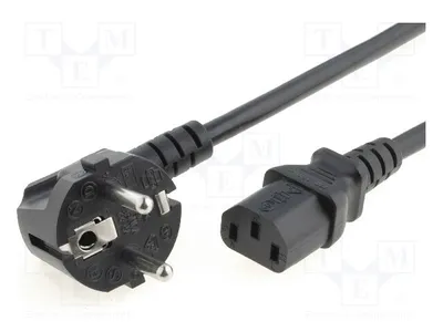 Image de 1 câble avec connecteur CEE 7/7 (E/F) coudé, prise femelle IEC C13, pour alimentation d'ordinateurs