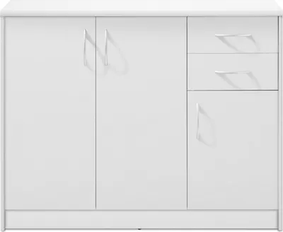 Produktbild von Kommode - Weiß matt - 109 x 86 cm - 3 Türen - 2 Schubladen - 3 Einlegeböden