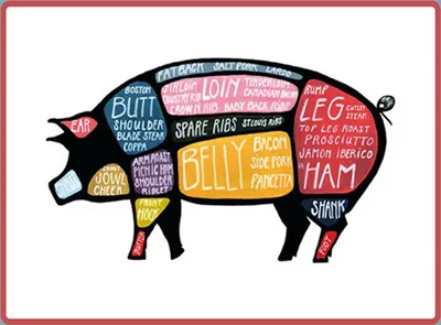 Produktbild von vianmo Holzschild 30x40 cm Metzger Schwein cuts Pork Fleisch