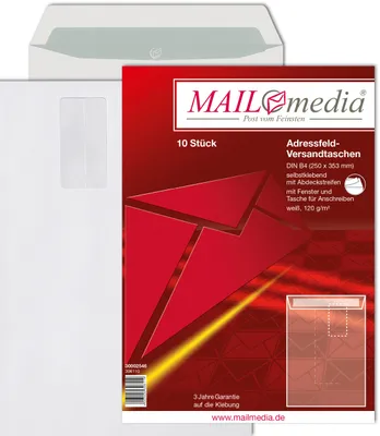 Produktbild von MAILmedia Versandtasche 30002546 B4 mF hk ws 120g 10 St./Pack.