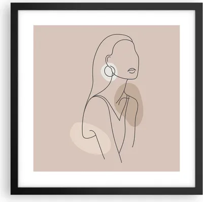 Produktbild von Gerahmtes Poster - Schwarzer Rahmen - Stück Linie Frau - 40x40 cm - Wand Bild - Wanddeko - Wandbilder - Kunstposter - Wandposter - Bilderrahmen - Bilder - Kunstdruck - Wanddekoration - P2BAC40x40-4766