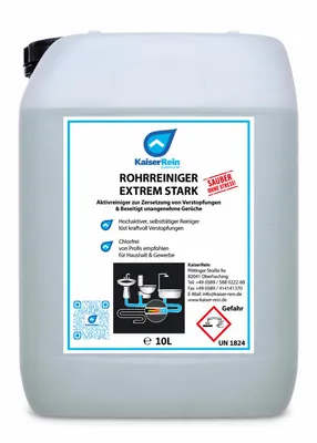 Produktbild von KaiserRein Abflussreiniger & Rohrreiniger 10 L Kanister Profi Rohrreiniger flüssig & Chlorfrei, Abflussreiniger flüssig