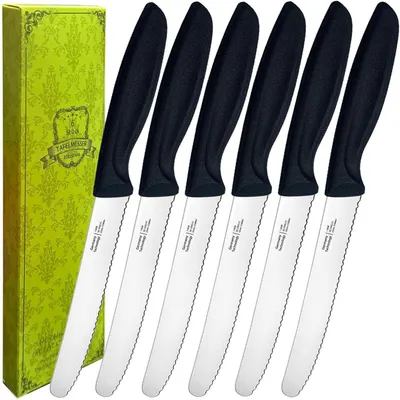 Produktbild von Steakmesser Set 6-teilig Wellenschliff Schwarz spülmaschinenfest