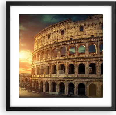 Produktbild von Gerahmtes Poster - Schwarzer Rahmen - Coloseum Roma Architektur Italien - 40x40 cm - Wand Bild - Wanddeko - Wandbilder - Wandposter - Bilderrahmen - Bilder - Kunstdruck - Wandbild - P2BAC40x40-2966