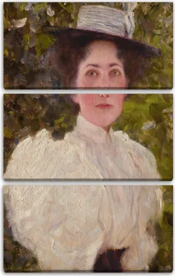 Produktbild von Leinwandbild 3-teilig (80x120cm): Gustav Klimt - Mädchen im Grünen (1896), echter Holz-Keilrahmen inkl. Aufhänger, handgefertigt in Deutschland