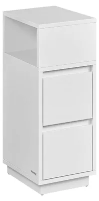 Zdjęcie produktu dla Biały stolik nocny z szufladą, komoda, drewno – 30 x 25 x 65 cm