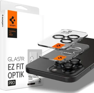 Obrázek produktu pro Spigen GLAS.tR EZ Fit Optik Pro, Apple, iPhone 15 Pro / 15 Pro Max / 14 Pro / 14 Pro Max, Odolné proti poškrábání, Průhledná, 2 kusů