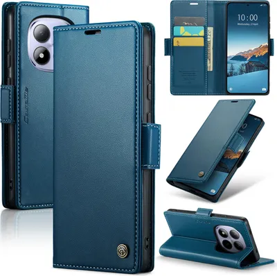 Obrázek produktu pro Pouzdro pro Xiaomi Redmi Note 15 Pro 4G, RFID Blokování Karet, Pokročilé Flip Kožené Pouzdro s Funkcí Stojánku modré
