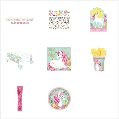 Produktbild von Partyset Magisches Einhorn Geburtstagsdeko zum Kindergeburtstag