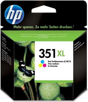 Obrázek produktu pro HP 351XL Tříbarevná originální inkoustová kazeta s vysokou výtěžností, Vysoká (XL) výtěžnost, Azurová, Purpurová, Žlutá, Inkoust na bázi barvy, 1 kusů, 580 str.
