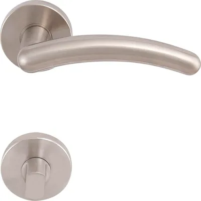 Immagine prodotto di Set di maniglie a leva SOLIDO GENF - su rosetta WC, nichelato opaco